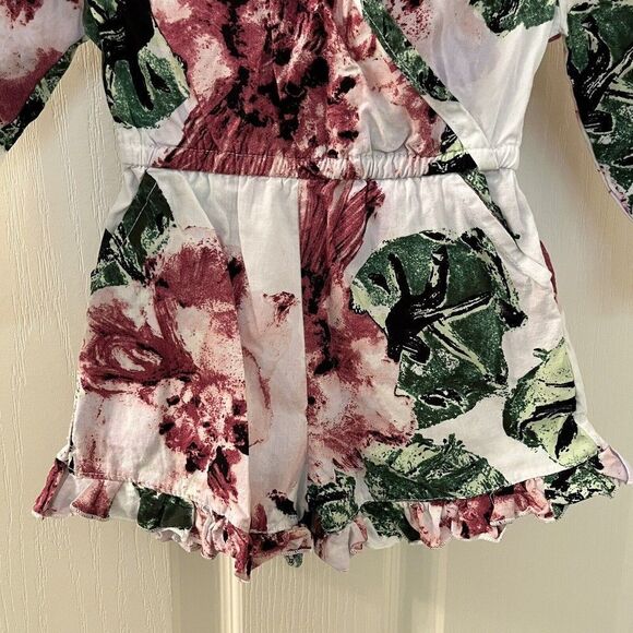 Bailey's Blossoms Floral Romper Long Sleeve Shorty Pockets Girls Size 2T - Picture 5 of 13